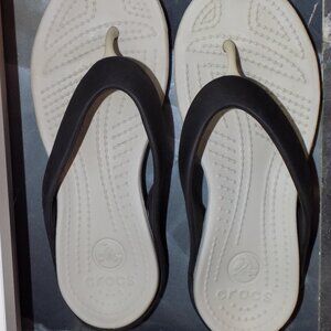 Crocs Athens Black/Tan Thong Sandals Size 8 Women's